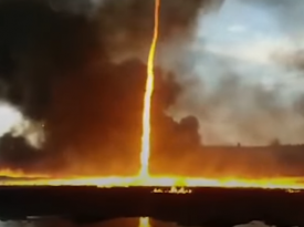 Британские пожарные сняли на видео гигантский огненный смерч 